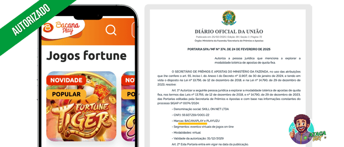 Bacana Play casa de apostas autorizada no Brasil com licença SPA/MF