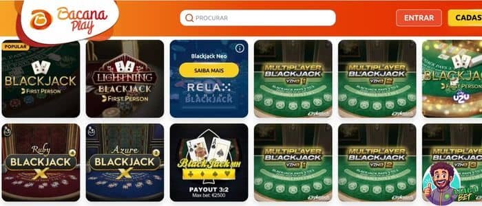 Lista de blackjack disponíveis na Bacana Play